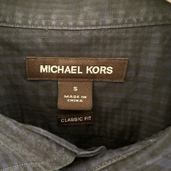 Michael Kors Blue Plaid Slim Fit Men’s Button down Small - Picture 2 of 10